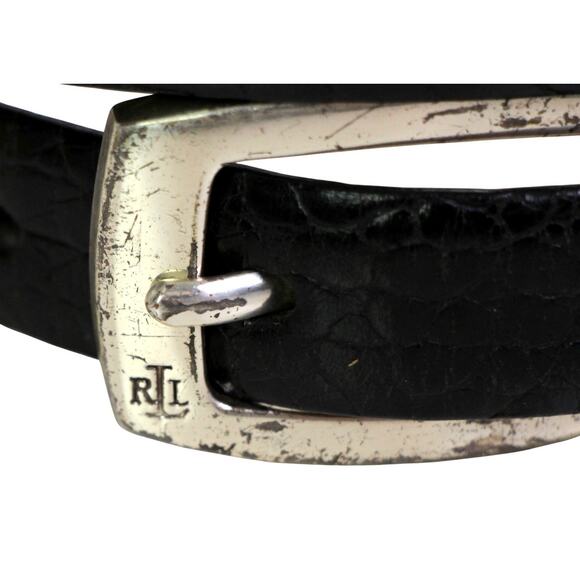 Ralph Lauren BROWN BLACK LEATHER 3/4"Wd SNAKE PRINT RVRSBL DRESS BELT Sz M (4B - Picture 3 of 16